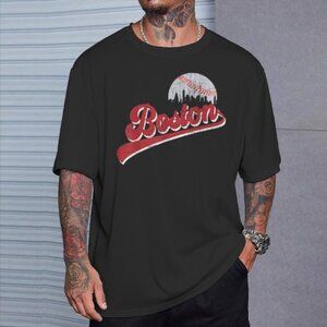Boston Skyline T-Shirt Vintage Retro Gameday Baseball Sports Fan Graphic 81